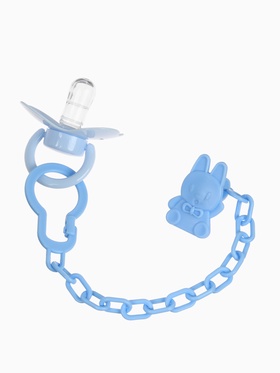 Пустышка классическая, с держателем, +0 мес., голубая