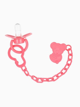 Пустышка классическая, с держателем, +0 мес., розовая