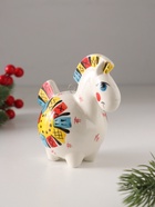 Ёлочная игрушка фарфор «Фигурка. Лошадь Солнце Лоскутное», авторская роспись, 11 см - Фото 3