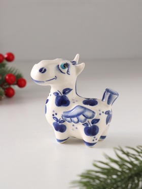 Фигурка фарфор «Конь Пегас», кобальт, 8 см 10878797