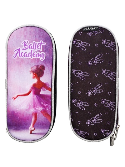 Пенал - футляр deVENTE Ballet Academy, 80×210×50 мм, мягкий, на молнии, 1 отделение, текстиль, чёрно-розовый
