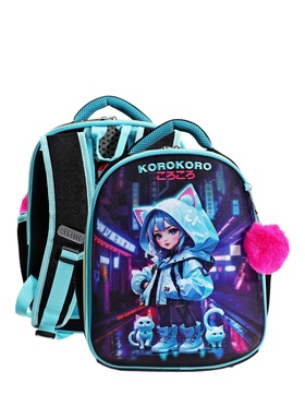 Рюкзак каркасный 35х27х13 см, deVENTE Junior 14L Korokoro, + брелок, для девочки 10841229