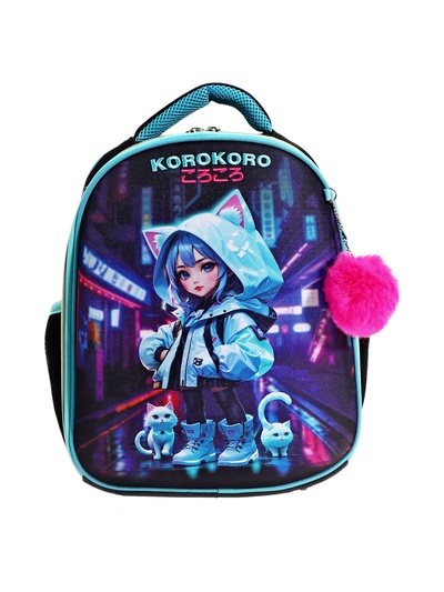 Рюкзак каркасный 35×27×13 см, deVENTE Junior 14L Korokoro, + брелок, для девочки