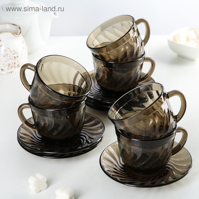 УЦЕНКА Сервиз чайный OCEAN ECLIPSE, 12 предметов, 220 мл, дымчатый