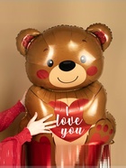 Воздушный шар фольгированный 58" «Медведь с сердцем», под воздух - Фото 4