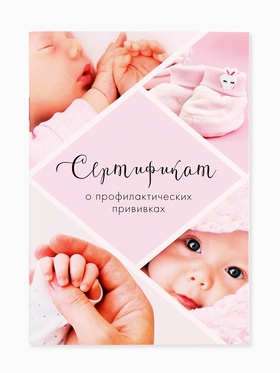 Сертификат о профилактических прививках А6, 24 страницы 10,5 х 14,8 см "Девочка" 10879915