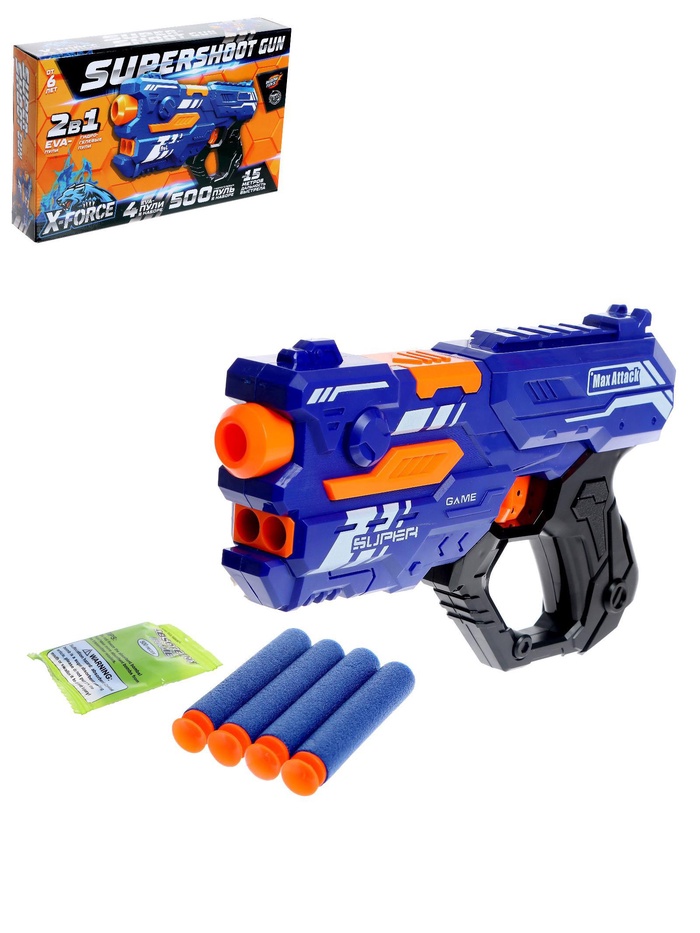 УЦЕНКА Бластер SUPERSHOOT GUN, стреляет мягкими пулями - Фото 1