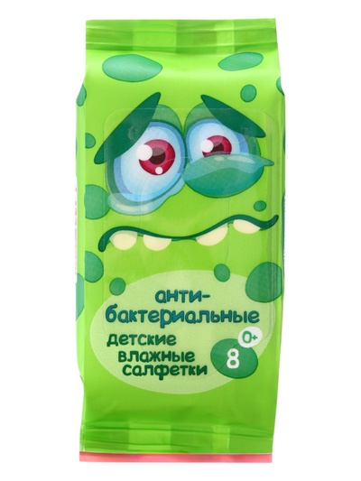 Детские влажные салфетки Эконом Smart MINI, 8 шт., 4 дизайна, МИКС