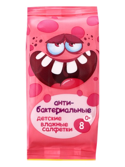 Детские влажные салфетки Эконом Smart MINI, 8 шт., 4 дизайна, МИКС
