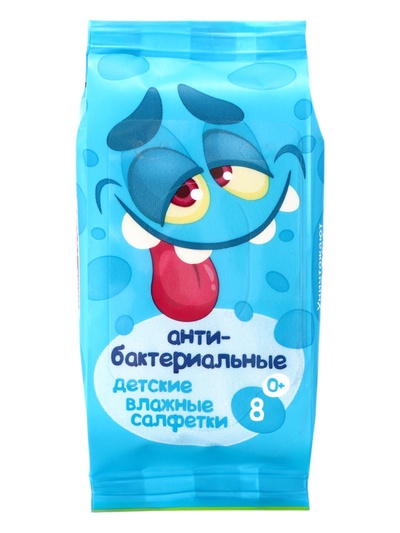 Детские влажные салфетки Эконом Smart MINI, 8 шт., 4 дизайна, МИКС