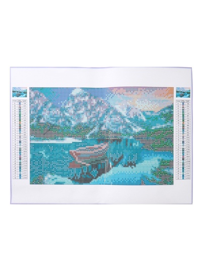 УЦЕНКА Алмазная вышивка с полным заполнением «Лодка в горах» 20×30 см