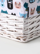 УЦЕНКА Корзина стеллажная «Котики», 40×31×17 см, белый - Фото 5