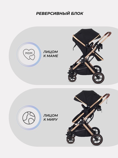 Коляска - трансформер детская RANT basic PULSAR GOLD (2в1) RA160, черный