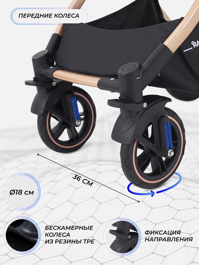 Коляска - трансформер детская RANT basic PULSAR GOLD (2в1) RA160, черный