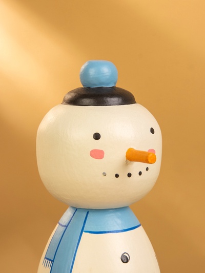 Японская кукла кокеши «Снеговик», 7×8.5×17 см