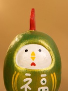 Деревянная кукла кокеши "Цыпленок" цв. зелёный, 6х6х9 см - фото 809159809