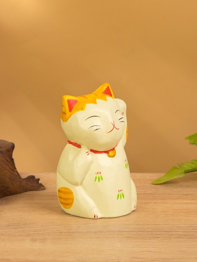 Сувенир «Кошка Неко», 6×6×11 см, дерево, оранжевый