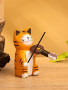 Сувенир «Кот скрипач», 3.5×8×8 см, дерево, оранжевый 10465128 - фото 16595077