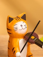 Сувенир «Кот скрипач», 3.5×8×8 см, дерево, оранжевый 10465128 - фото 16595080