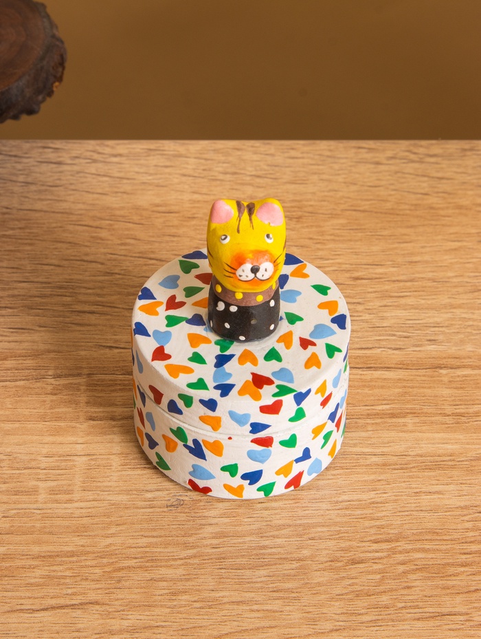 Сувенирная шкатулка «Котик», 4.5×4.5×6.5 см, дерево, разноцветная - Фото 1