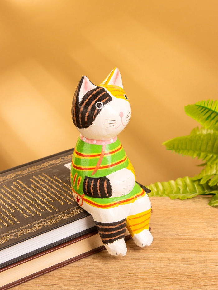 Сувенир «Кошка сидящая», 6×6×15 см, дерево, жёлтый
