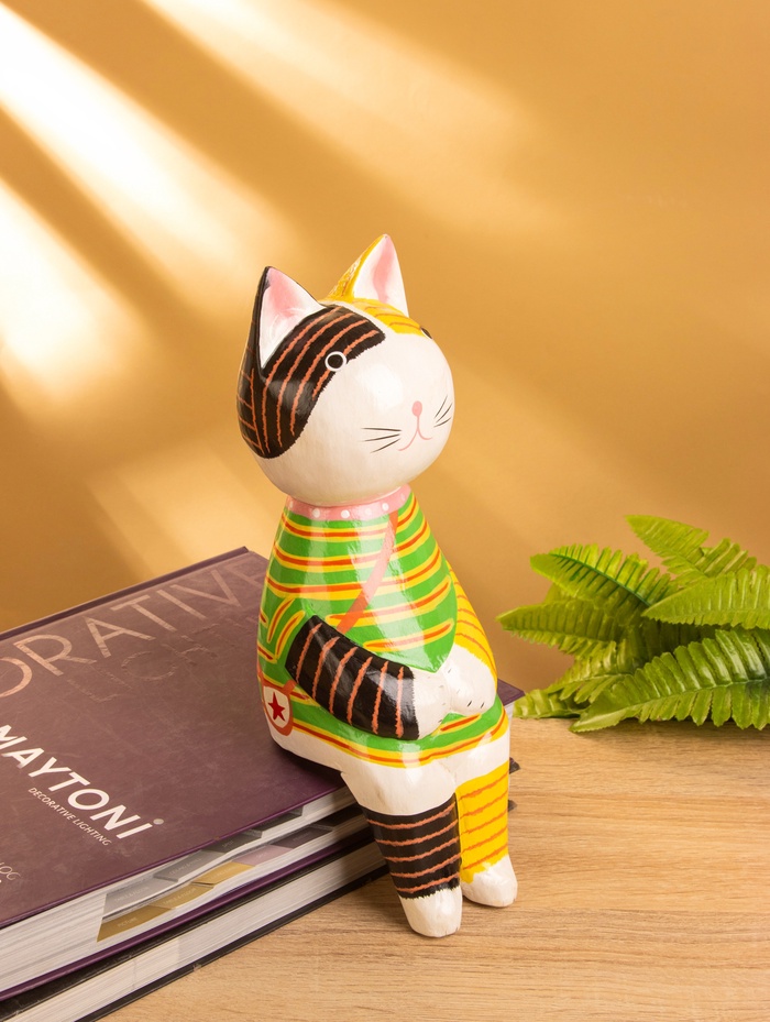 Сувенир «Кошка сидящая», 10×10×28 см, дерево, жёлтый