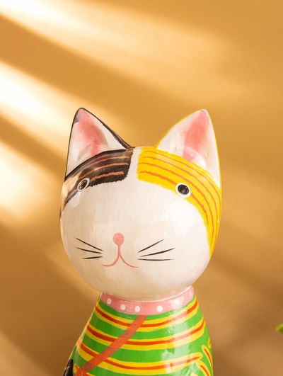 Сувенир «Кошка сидящая», 10×10×28 см, дерево, жёлтый