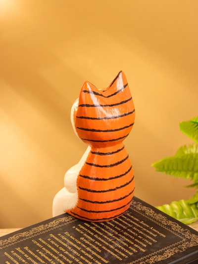 Сувенир «Кот сидячий», 6×6×15 см, дерево, оранжевый