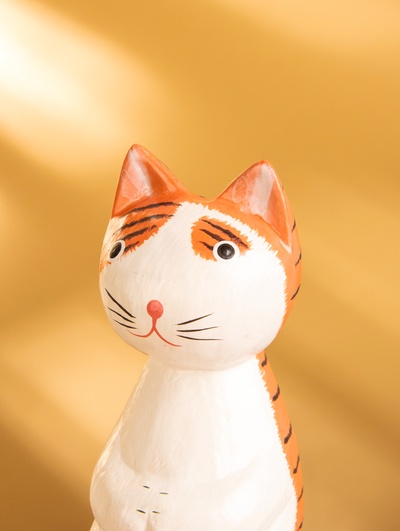 Сувенир «Кот сидячий», 6×6×15 см, дерево, оранжевый