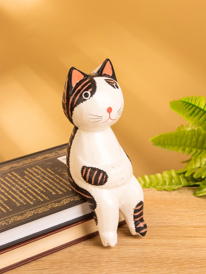 Сувенир «Кот сидячий», 5×6×14 см, дерево, коричневый