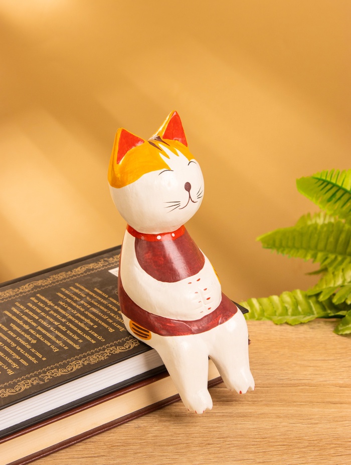 Сувенир «Кот сидячий», 6×6×15 см, дерево, красный