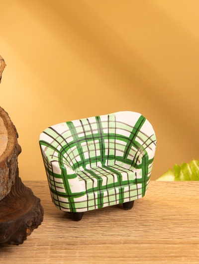Мебель для кукол «Кресло клетчатое», 6×3.5×5 см, дерево, зелёная