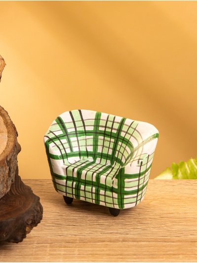 Мебель для кукол «Кресло клетчатое», 6×3.5×5 см, дерево, зелёная