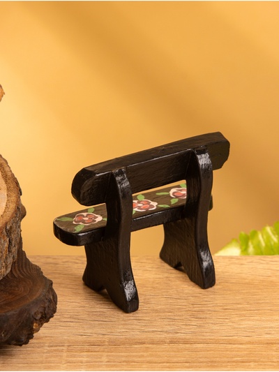 Мебель для кукол «Скамейка с цветами», 6.5×3.5×6 см, дерево, чёрная