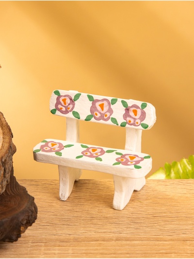 Мебель для кукол «Скамейка с цветами», 6.5×3.5×6 см, дерево, белая