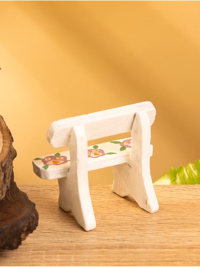 Мебель для кукол «Скамейка с цветами», 6.5×3.5×6 см, дерево, белая