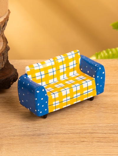 Мебель для кукол «Кресло», 10×4×5.5 см, дерево, жёлто-синяя