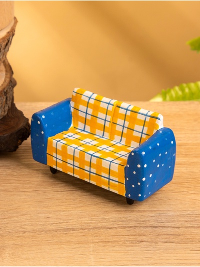 Мебель для кукол «Кресло», 10×4×5.5 см, дерево, жёлто-синяя
