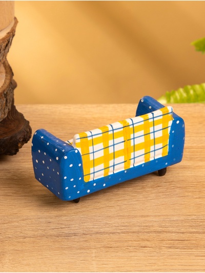 Мебель для кукол «Кресло», 10×4×5.5 см, дерево, жёлто-синяя