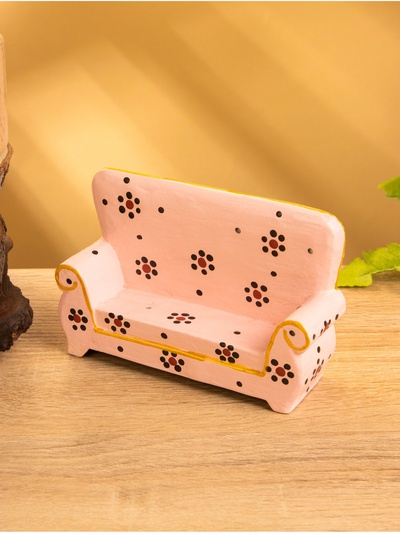 Мебель для кукол «Диван с цветами», 13×4×9 см, дерево, розовая