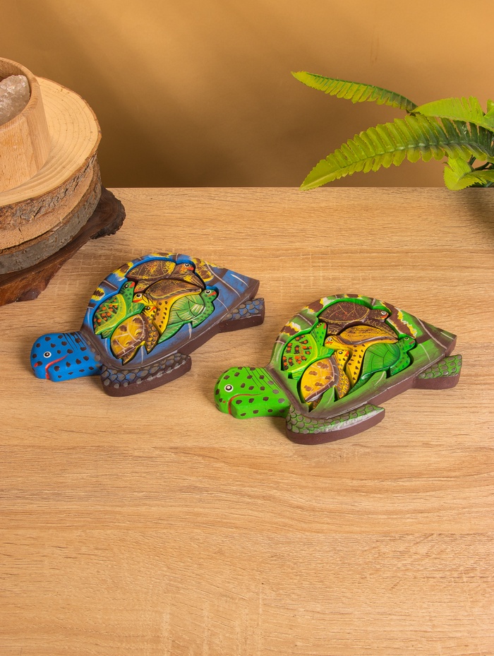 Сувенир пазл «Семейство черепах», 19×11×2 см, дерево, МИКС
