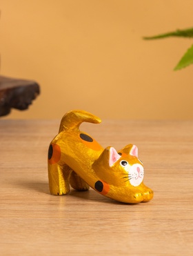 Сувенир «Потягивающийся Кот», 2.5×6×5 см, дерево, золото 10465203