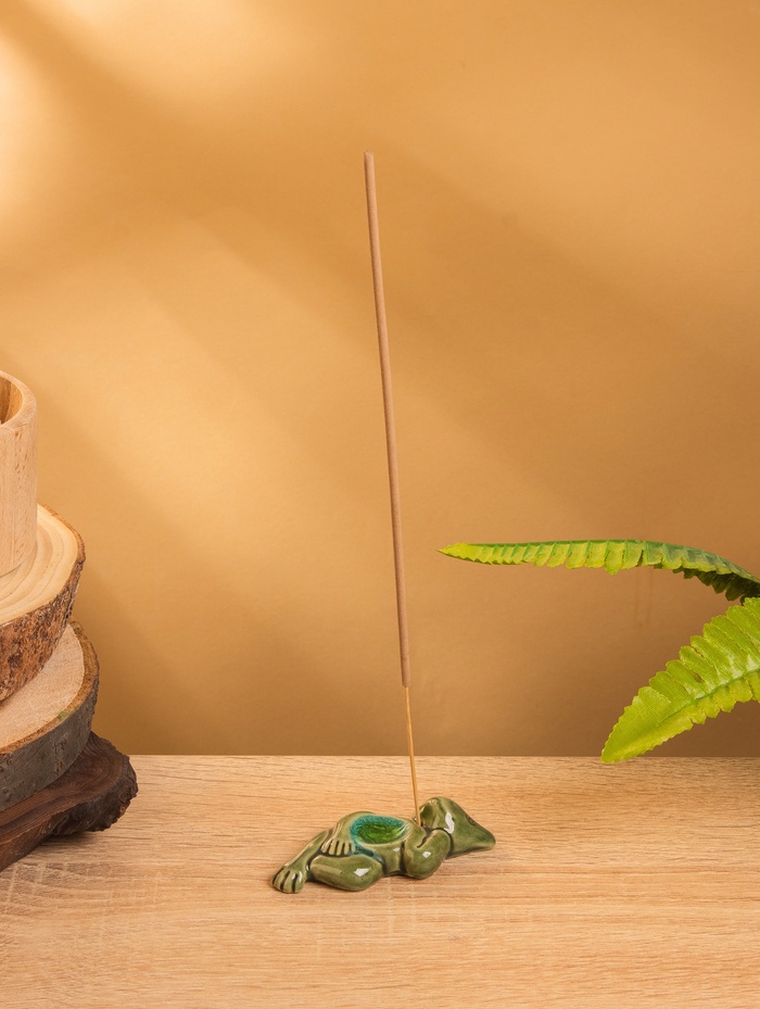 Подставка под благовония «Лягушонок», 8×3.5×1.5 см, керамика, зелёная
