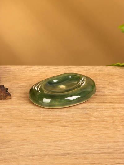 Подставка под благовония «Галька», 7×5×1 см, керамика, зелёная