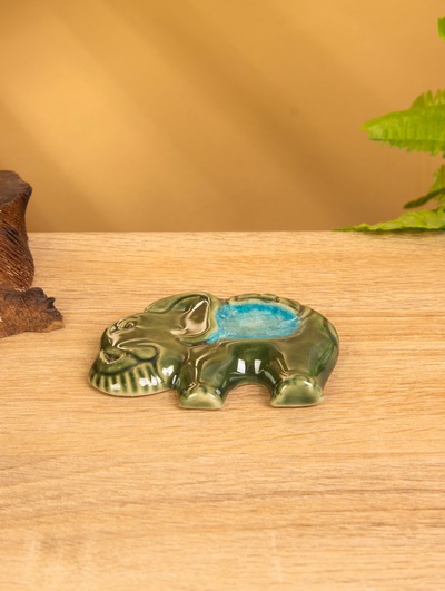 Подставка под благовония «Слон», 8×6.5×1 см, керамика, зелёный