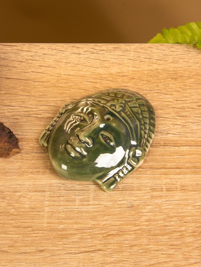 Подставка под благовония «Лицо Будды», 7×5.5×1.5 см, керамика, зелёная