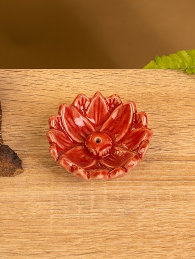 Подставка под благовония «Лотос», 6.5×6.5×2 см, керамика, красная