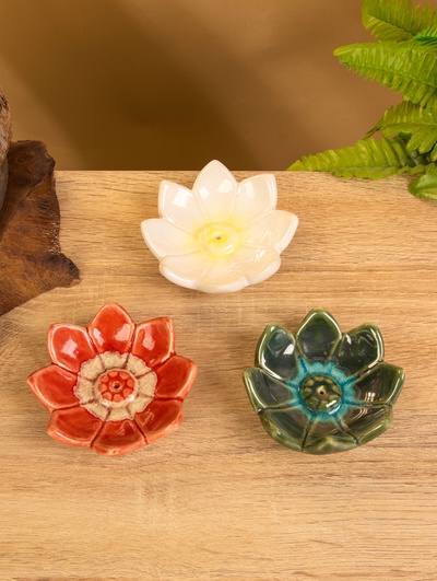 Подставка под благовония «Цветок лотоса», 9.5×9.5×3 см, керамика, МИКС