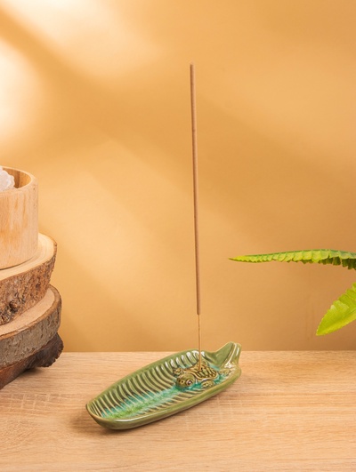 Подставка под благовония «Черепашонок на листе», 15×6×2 см, керамика, МИКС