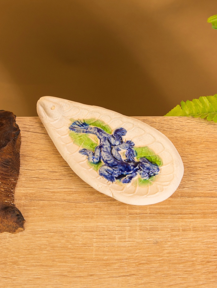 Подставка под благовония «Ящерица», 14×7×1.5 см, керамика, синяя